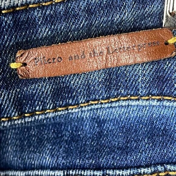 Pilcro & the Letterpress Stet Whiskered Blue Denim Jeans Crop Straight Sz 26 - Picture 11 of 11